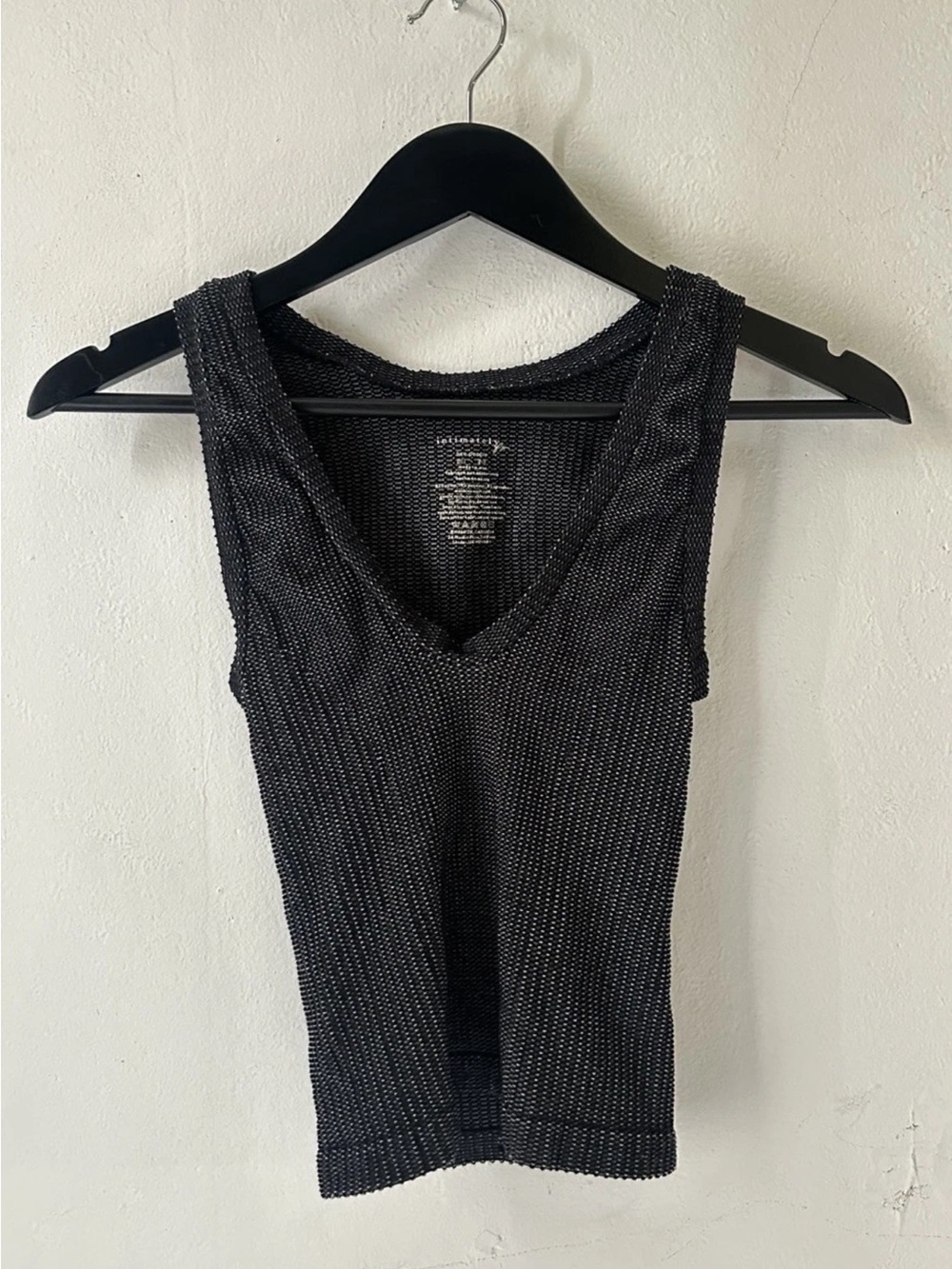 Free People Intimately Women's XS/S Black Textured V Neck Stretch Tank Top